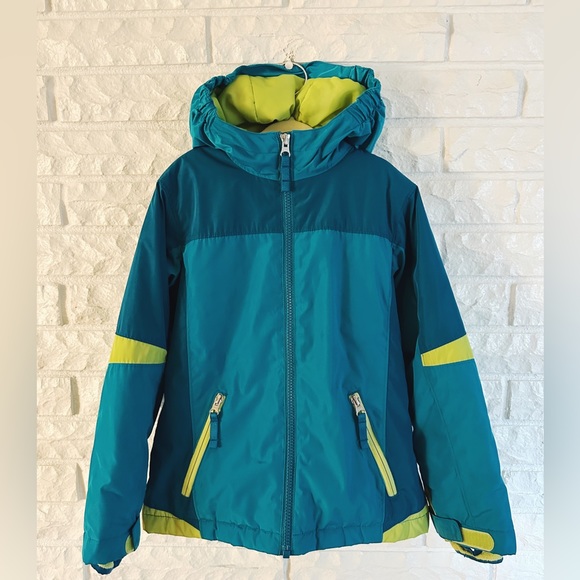 Lands End Teal and Neon Winter Hooded Jacket - Picture 1 of 7